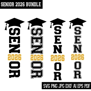 Senior 2026 SVG Bundle, Vertical Senior SVG Designs Graduation SVG