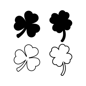 Four 4 Leaf Clover Shamrock Outlines Bundle