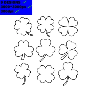 Shamrock Outline Bundle SVG Images, Clover Outline SVG Bundle Shamrock SVG
