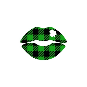 Shamrock Plaid Lips SVG St Patrick's Day SVG