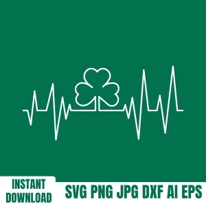 Shamrock SVG with Heartbeat Svg