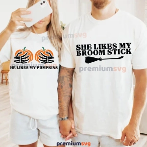 She Likes My Broomstick SVG, He Likes My Pumpkins SVG Halloween SVG