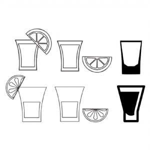 Shot Glasses SVG Vector Files, Shot Glasses Bundle with Lemon Clipart Files Vector Illustration