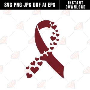 Sickle Cell Anemia SVG, Red Ribbon SVG with Hearts Svg
