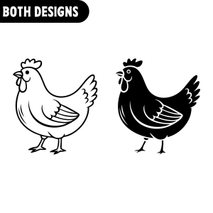 Simple Chicken SVG, Chicken Silhoutte & Outline Chicken SVG