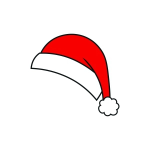 Simple Santa Hat SVG Cut and Clipart Files, Basic Santa Claus Hat SVG Vector Files Christmas SVG