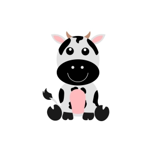 Sitting Cute Cow SVG, Baby Cow Vector File Cow SVG