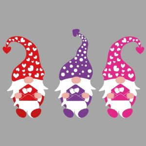 Sitting Gnomes with Letter SVG, Three Gnomes SVG Valentine's Day SVG