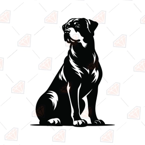 Sitting Rottweiler SVG – Rottweiler Silhouette Cut File