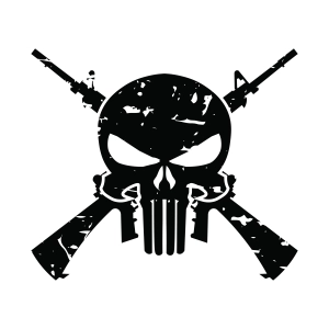 Skull SVG with Cross Rifle Vector Illustration