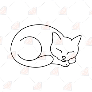 Sleeping Cat Outline SVG