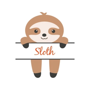 Sloth Monogram SVG, Hanging Sloth SVG Cricut Wild & Jungle Animals SVG