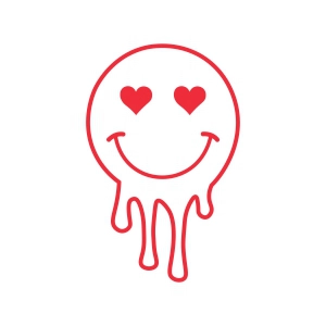 Smiley Heart Melted Face SVG, Love Emoji SVG Vector Files Valentine's Day SVG