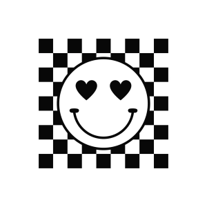 Smiley Face Heart Eyes SVG, Checkered Smiley Face SVG T-shirt SVG