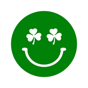 Smiley Face with Shamrocks SVG, Clover Eyes Retro SVG St Patrick's Day SVG