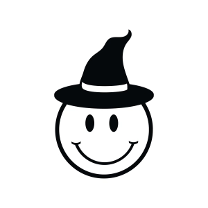 Smiley Face with Witch Hat SVG Design Halloween SVG