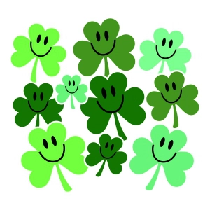 Smiley Shamrocks SVG, Leaf Clover SVG Vector Files Shamrock SVG