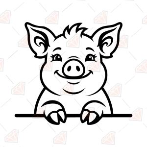 Smiling Peeking Pig SVG – Peeking Pig Cut File