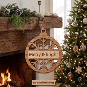 Snowflake Christmas Ornament SVG Bundle, Monogram Cut File