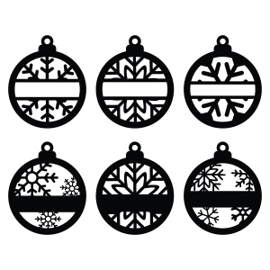 Snowflake Christmas Ornament SVG Bundle, Monogram Cut File Christmas SVG