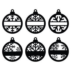 Snowflake Christmas Ornament SVG Bundle, Monogram Cut File Snowflake SVG