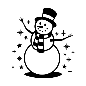 Snowman SVG with Stars and Snowflakes Christmas SVG