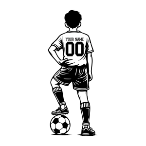 Soccer Kid SVG, Standing Boy with Soccer Ball Svg