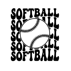 Softball With Ball SVG, Softball Wavy Text SVG Instant Download Softball SVG