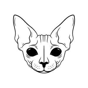 Sphynx Cat Face SVG, Instant Download Cut File Cat SVG