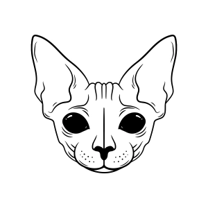 Sphynx Cat Face SVG, Sphynx Outline Cut File Cat SVG