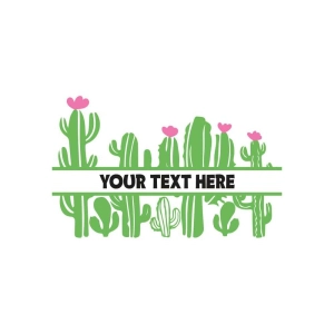 Cactus Monogram SVG, Split Cactus SVG Flower SVG
