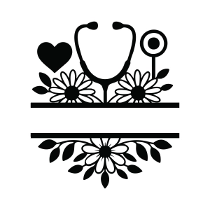 Split Floral Stethoscope SVG, Nurse SVG Nurse SVG
