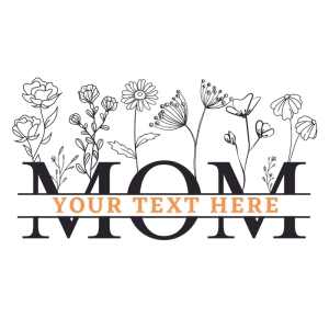 Split Monogram Mom SVG, Split Floral Mom SVG Mother's Day SVG