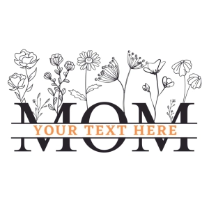 Split Monogram Mom SVG, Split Floral Mom SVG Mom SVG