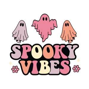 Spooky Vibes PNG with Ghosts, Halloween SVG PNG Ghost SVG