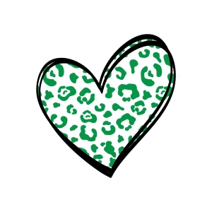 St Patrick's Day Doodle Heart SVG, Leopard Heart SVG St Patrick's Day SVG