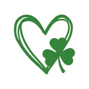 Doodle Heart with Shamrock SVG, Shamrock Love SVG St Patrick's Day SVG