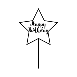 Star Happy Birthday Cake Topper SVG Cut File Cake Topper SVG