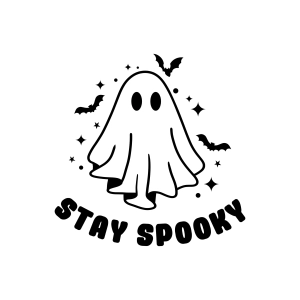 Stay Spooky SVG with Ghost and Bats Silhouette Halloween SVG