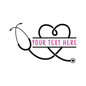 Monogram Stethoscope Heart Shape SVG, Vector Design Nurse SVG