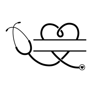 Monogram Stethoscope Heart Shape SVG, Vector Design Nurse SVG