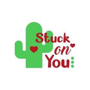 Stuck On You SVG, Valentine Cactus SVG Vector Files Valentine's Day SVG