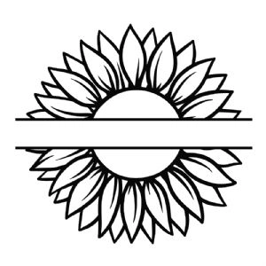 Sunflower Monogram SVG Design, Split Sunflower | PremiumSVG