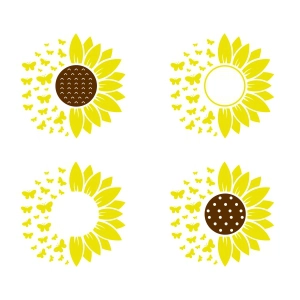 Sunflower with Butterflies SVG Bundle for Cricut Sunflower SVG