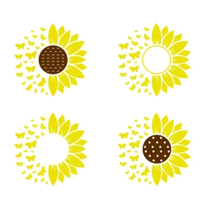 Sunflower with Butterflies SVG Bundle for Cricut, Sunflower Butterfly SVG Sunflower SVG
