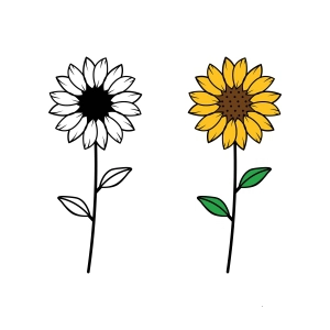 Sunflower with Stem SVG Clipart Sunflower SVG