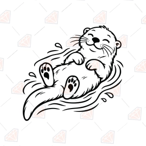 Swimming Cute Otter SVG