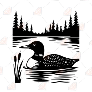 Swimming Duck Silhouette, SVG & PNG Bird SVG