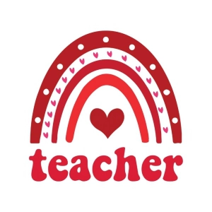 Teacher Boho Rainbow SVG, Happy Valentine's SVG Valentine's Day SVG