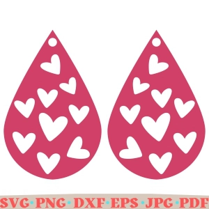 Teardrop Heart Earring SVG Cut File, Valentine's Day Heart SVG Valentine's Day SVG
